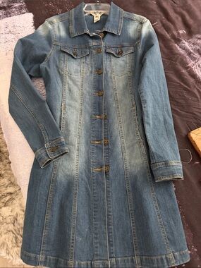 Indigo Rein Blue Denim Longline Button-Front Dress